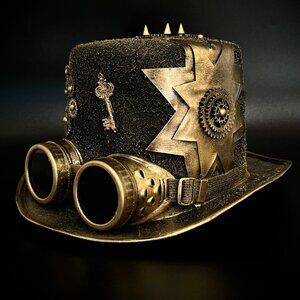Steampunk Top Hat Metallic Scientist Time Traveler Halloween Costume Cosplay Hat